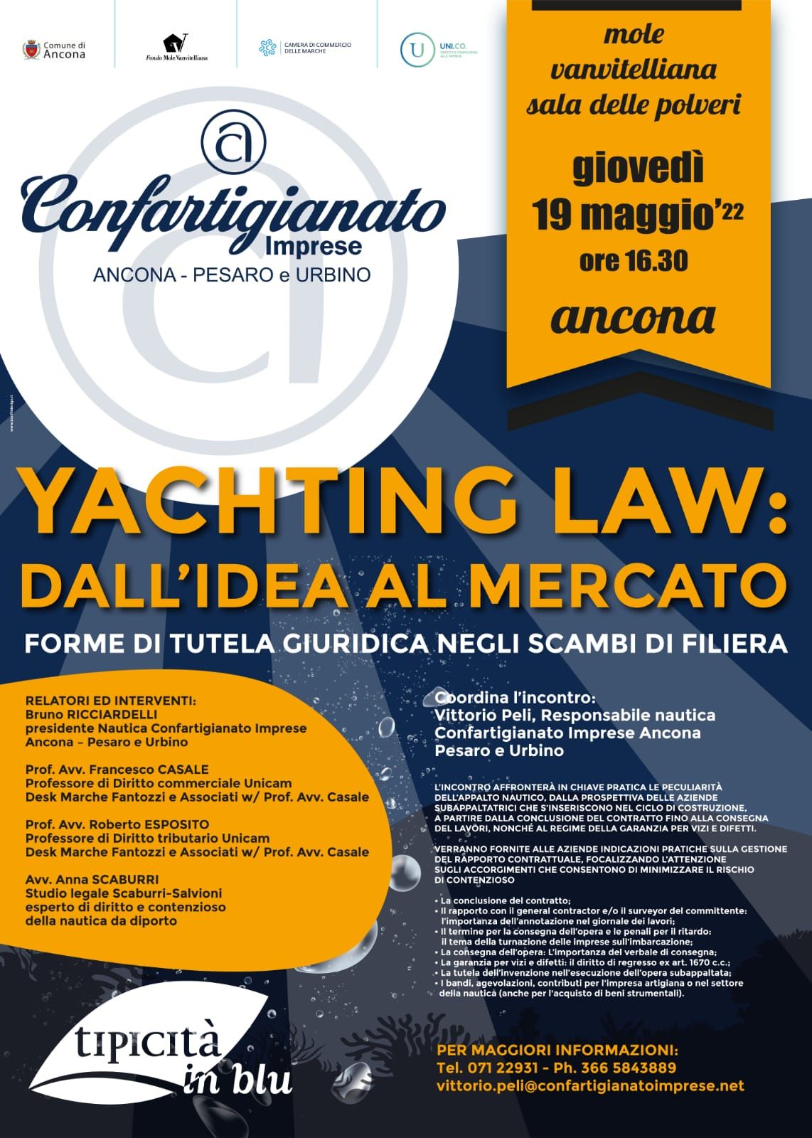 Francesco Casale e Roberto Esposito relatori al meeting “Yachting law: dall’idea al mercato. Forme di tutela giuridica negli scambi di filiera”