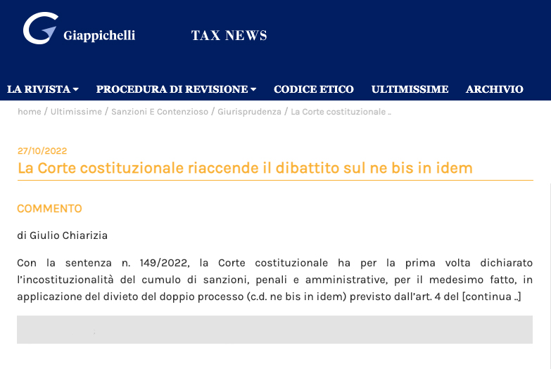 Il Commento dell’avv. Chiarizia sulla sentenza n.149/2022 su TaxNews.it